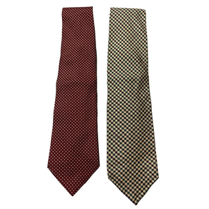 Red Microdot Tie & Multi-Color Houndstooth Tie Set